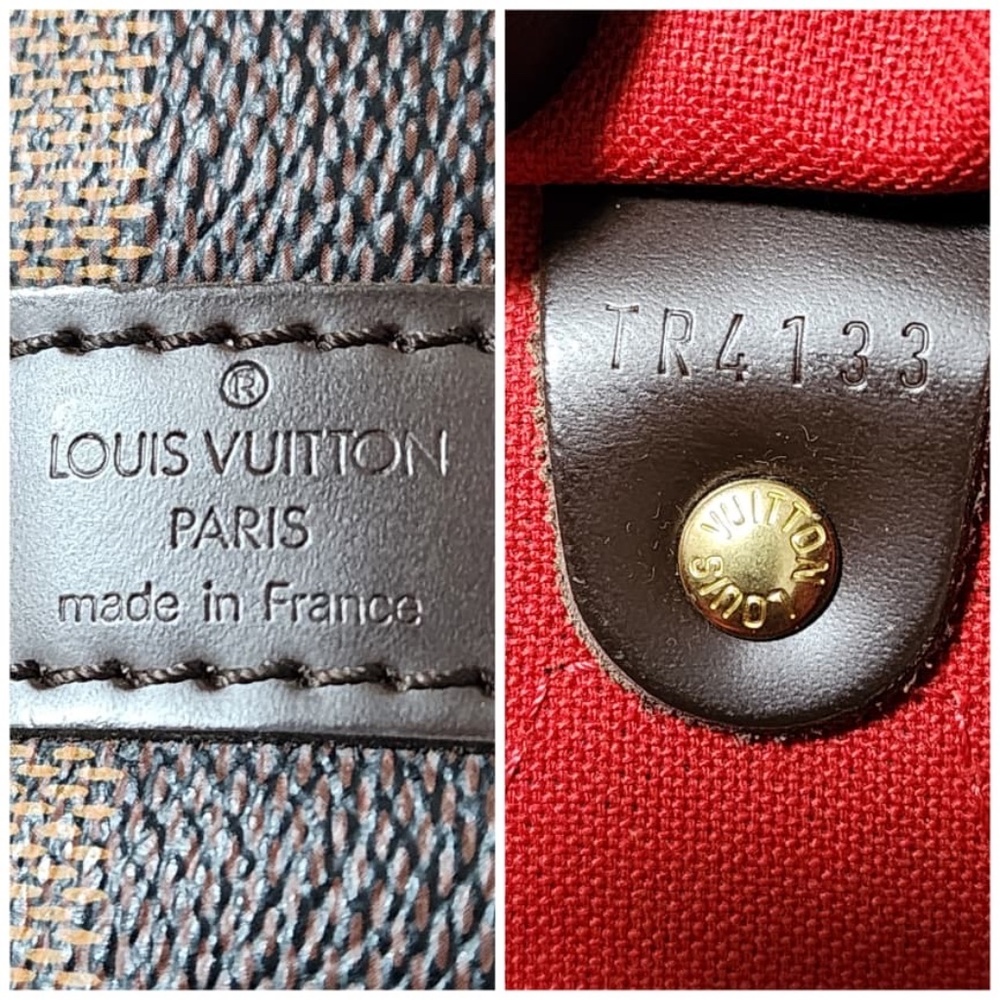 Authentic LOUIS VUITTON Damier Ebene Canvas Speedy Bandouliere 35 Bag Brown - Picture 5 of 12